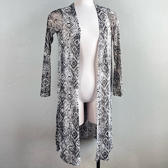 Iris Longline Mesh SnakeSkin Lightweight Cardigan - Picture 1 of 6